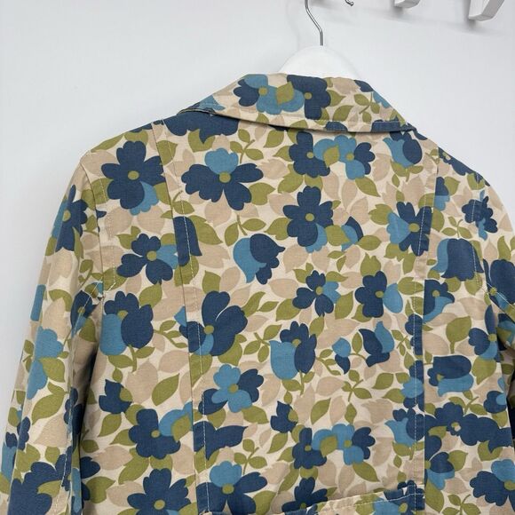 Old Navy Colorful Floral Y2k Trench Coat Jacket Cotton Size Medium - Picture 11 of 13